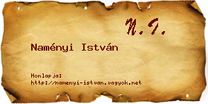 Naményi István névjegykártya